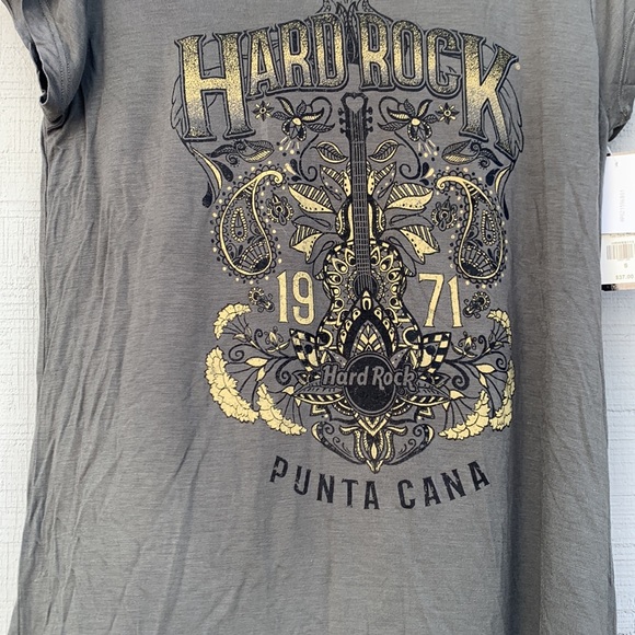 NEW HARD ROCK HOTEL PUNTA CANA Lds Sheer Back Scoop Tee Dark Olive - Picture 3 of 7